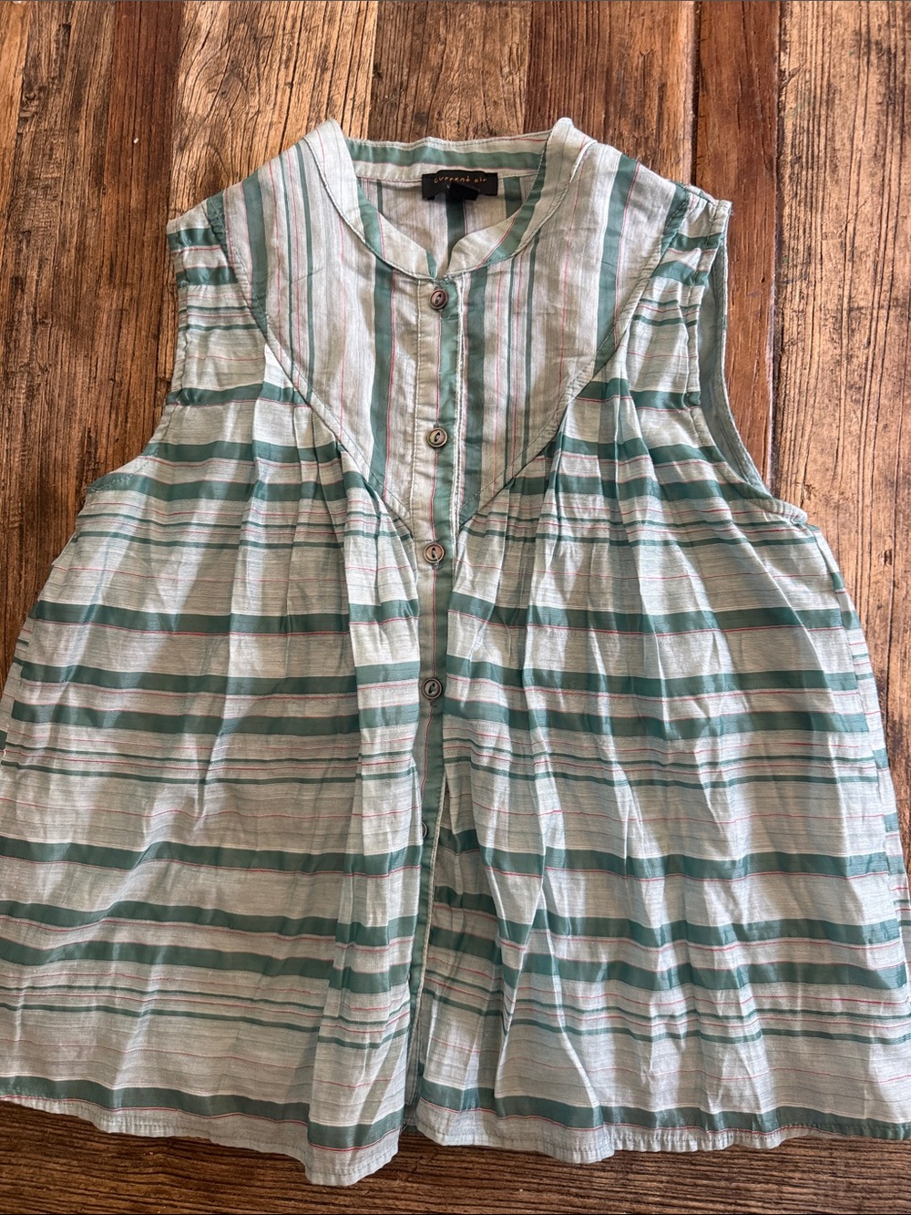 Anthropologie Striped Sleeveless Button-Front Top